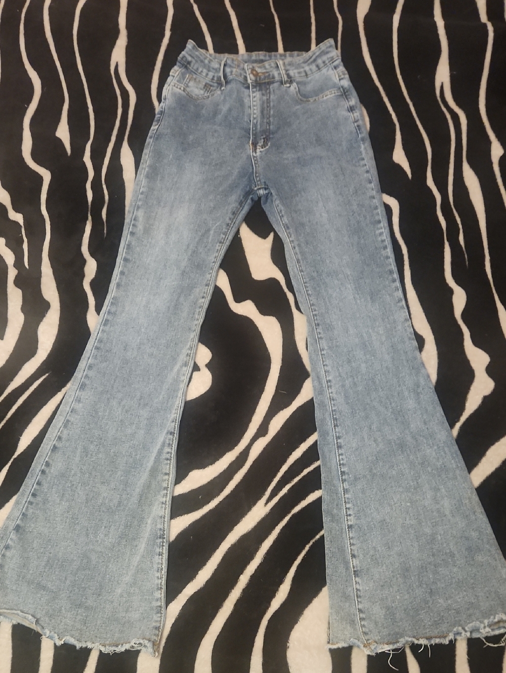 SHEIN Light Blue High-Waist Flared Jeans